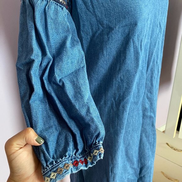 Madewell Embroidered Chambray Dress Size XS - Picture 5 of 6